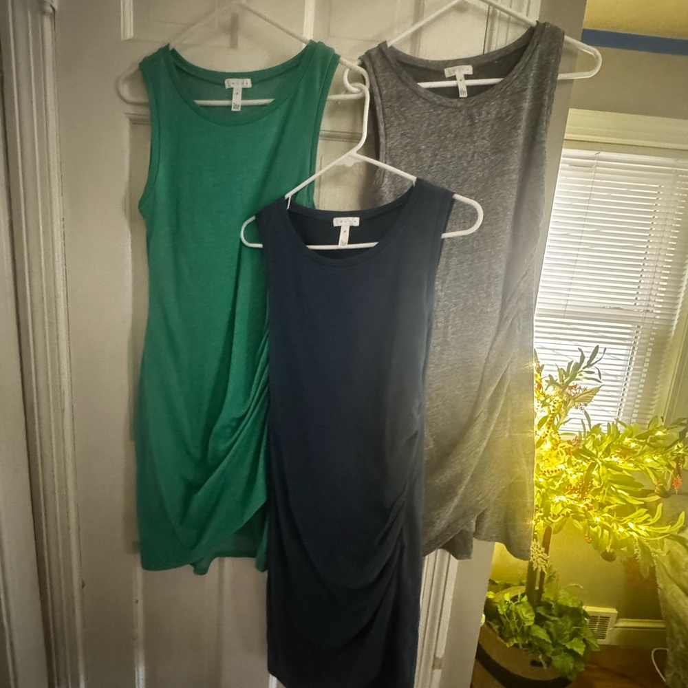 Leith Sleeveless Dresses in Green, Navy, and Gray